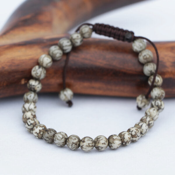 6mm Conch Shell Mantra Carved Beads Stone Adjustable Wrist Mala/ Bracelet