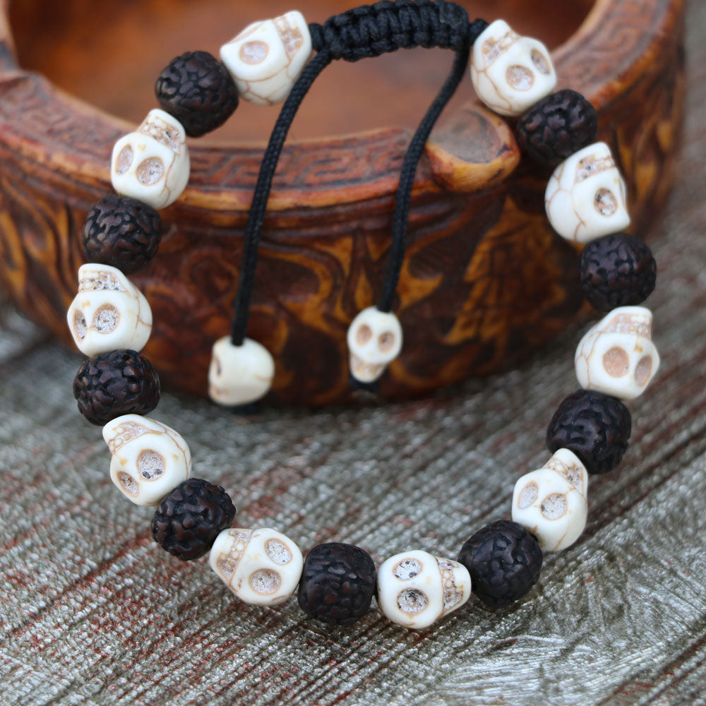 Calming Howlite Skull Wrist Mala