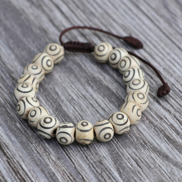 Three Eye Yak Bone Wrist Mala