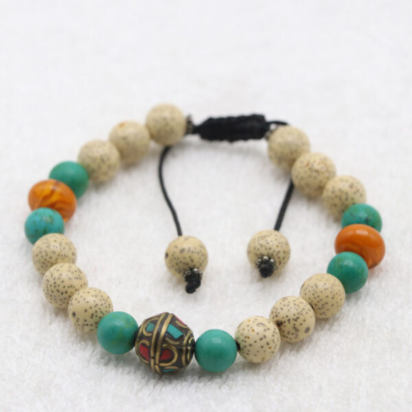 Lotus Seed and Inlaid Brass Wrist Mala