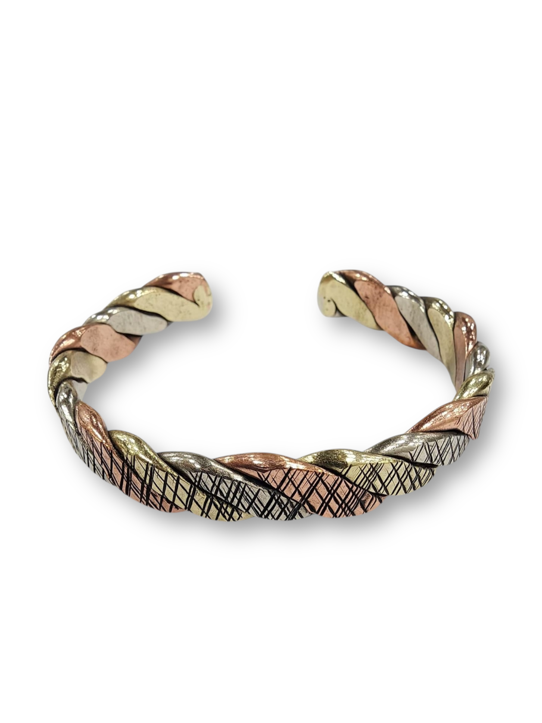 Thick Three Metal Copper Healing Bracelet – Mandala Tibet