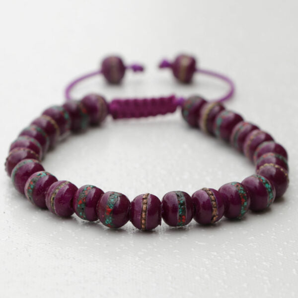 Purple Yak Bone Wrist Mala