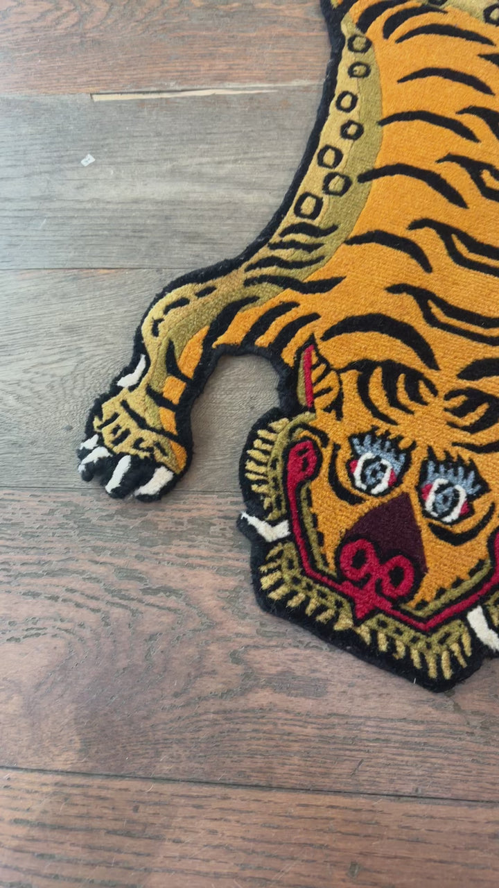 Orange-brown Tibetan Tiger Rug ( 1.5 x 2.4 ft )