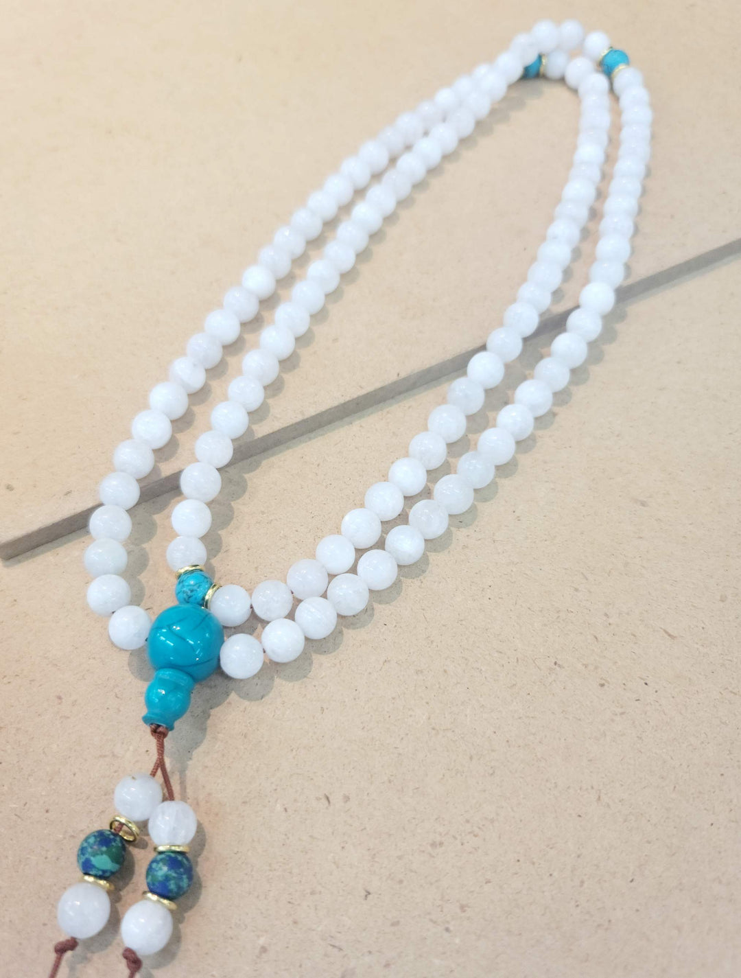 Moonstone with Turquoise Mala Bead