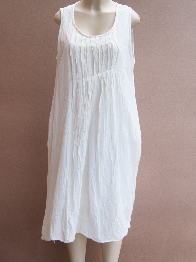 Layered Ridge Cotton Dress White