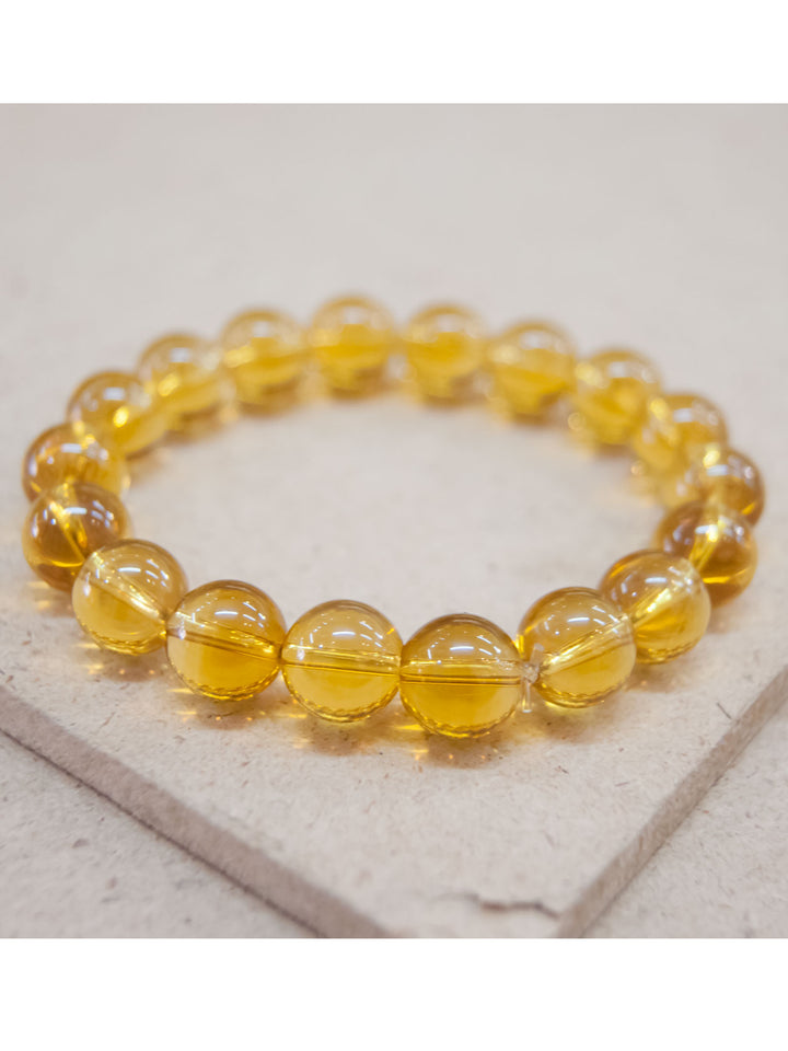 Dark Yellow Citrine Bead Bracelet