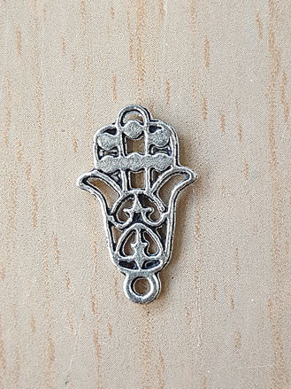Charm - White Metal Hamsa Charm