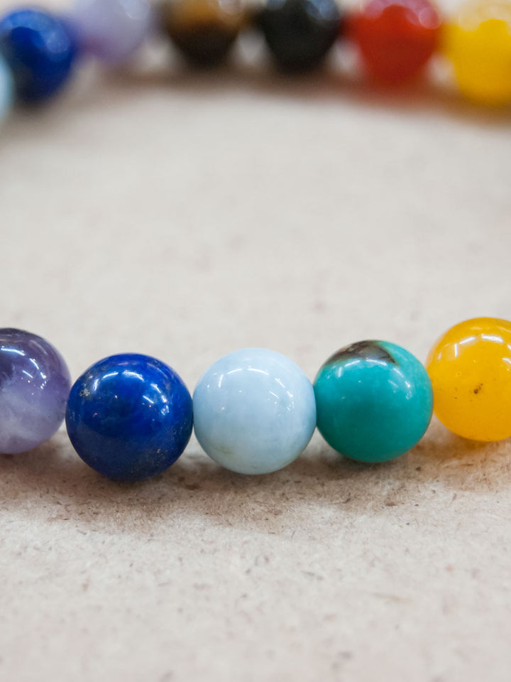 Charmed Mala - Seven Chakras Mala Bracelet With Hamsa Charm