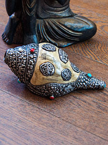 Conch - Hand Carved Traditional Tibetan Conch (Silver)