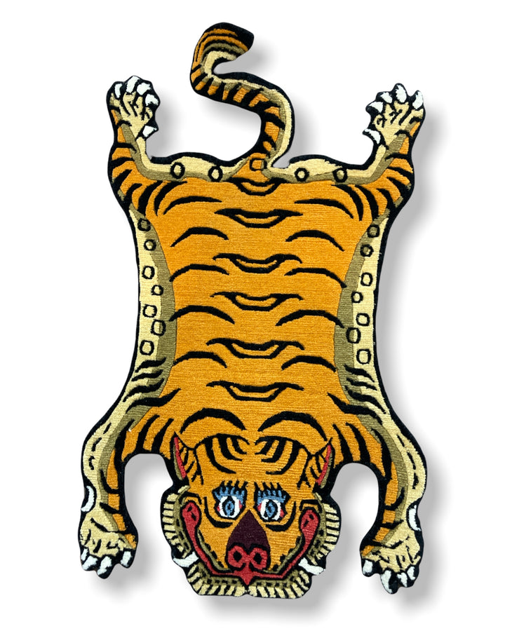 Orange-brown Tibetan Tiger Rug ( 1.5 x 2.4 ft )