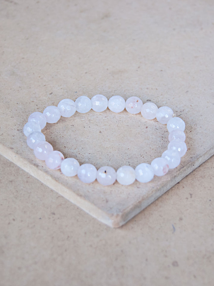 Mala Bracelet - Diamond Cut Rose Quartz Mala Bracelet