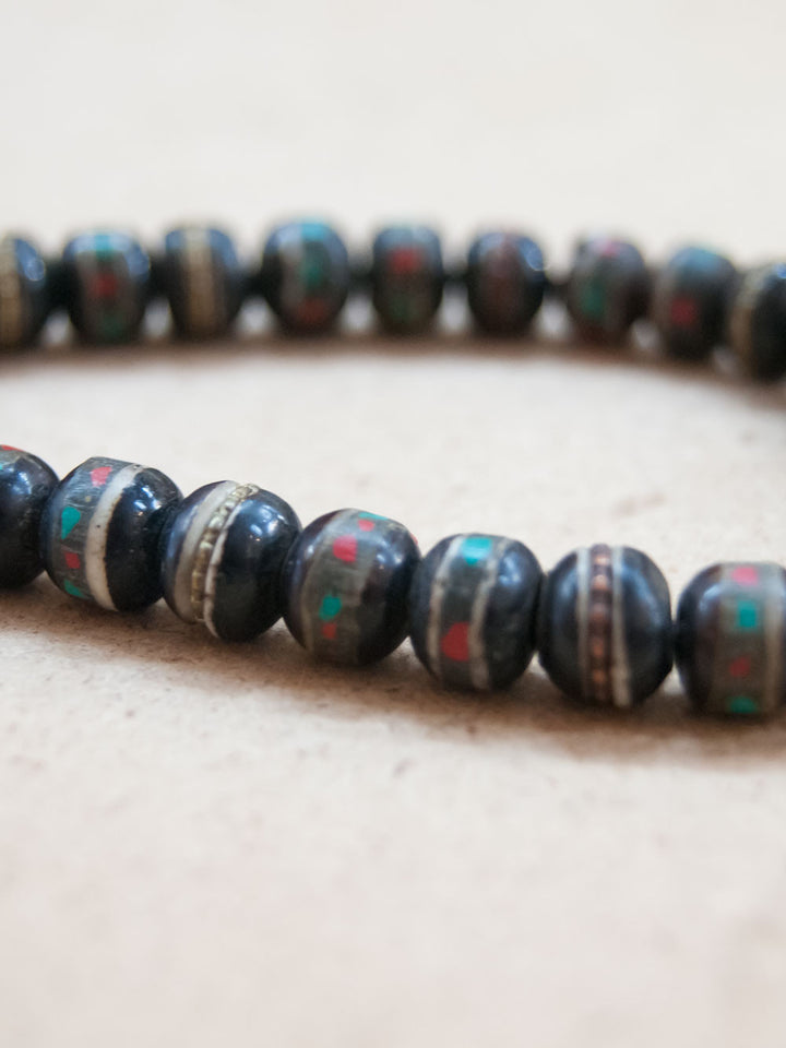Mala Bracelet - Red Turquoise And Coral Bone Mala Bracelet