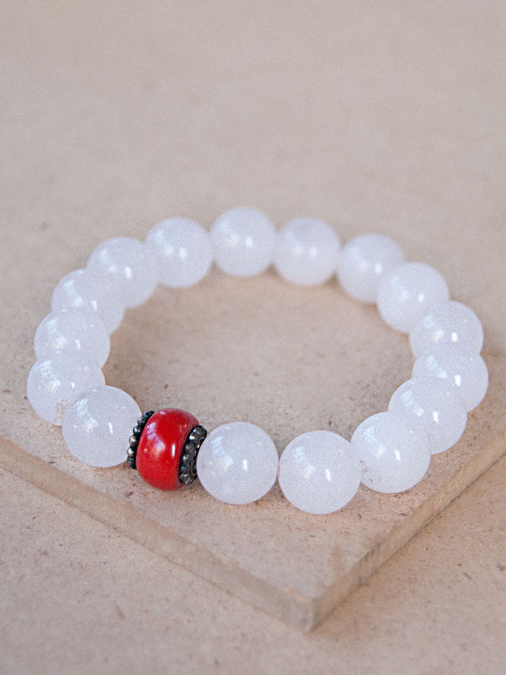 Mala Bracelet - Rose Quartz And Coral Mala Bracelet