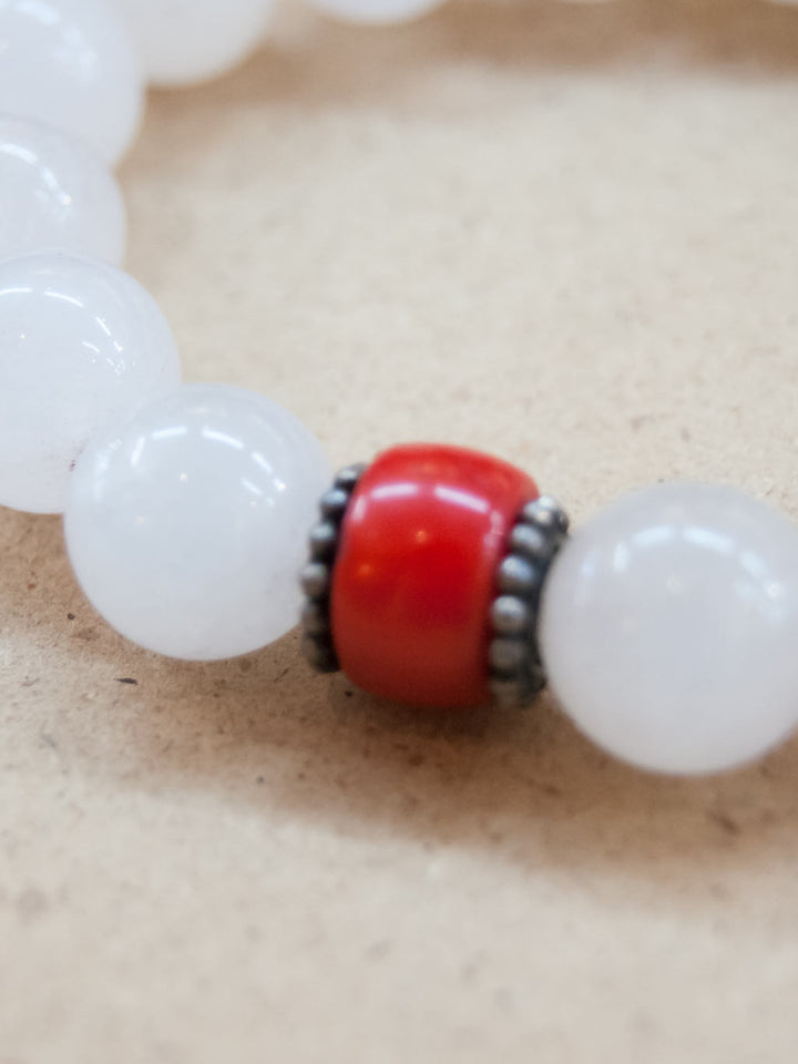 Mala Bracelet - Rose Quartz And Coral Mala Bracelet