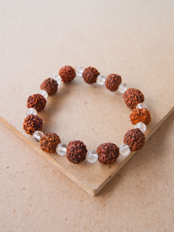 Mala Bracelet - Rudraksha Seed With Crystal Mala Bracelet