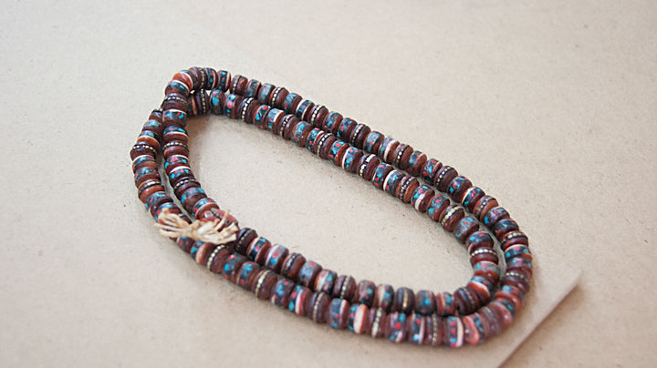 Malabead - Amber With Turquoise And Coral Inlay