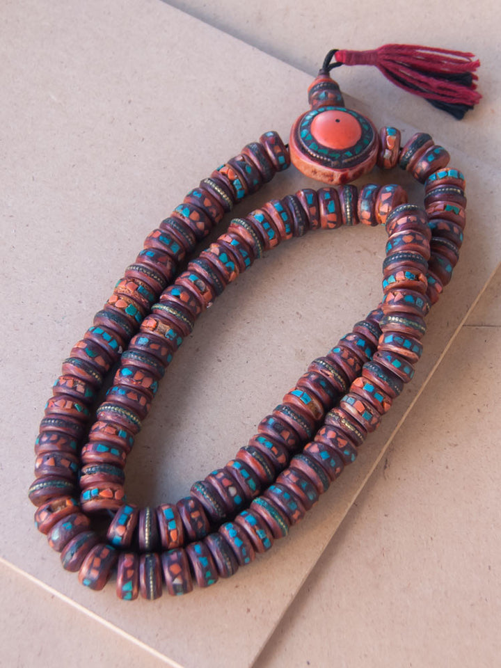 Malabead - Red Bone Mala Bead With Large Guru Bead