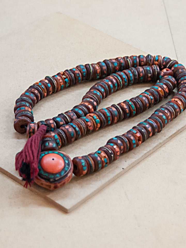 Malabead - Red Bone Mala Bead With Large Guru Bead