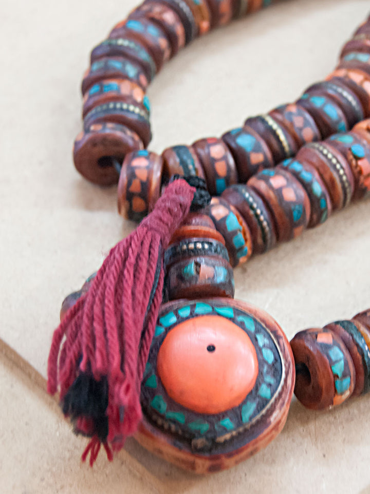 Malabead - Red Bone Mala Bead With Large Guru Bead