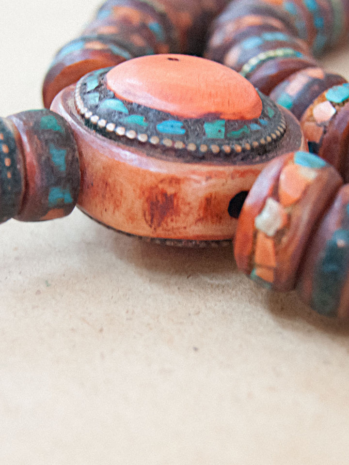 Malabead - Red Bone Mala Bead With Large Guru Bead