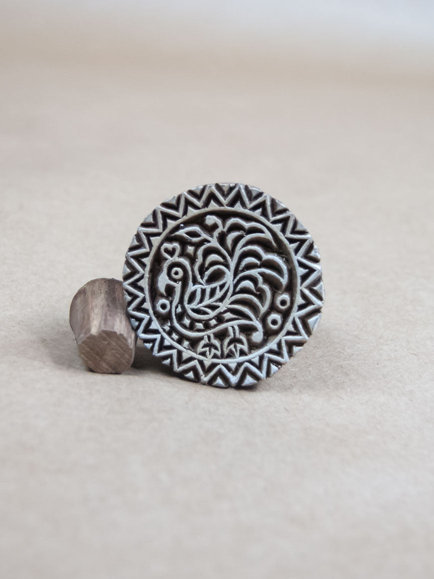 Stamp - Medium Wooden Peacock Block Print Stamp