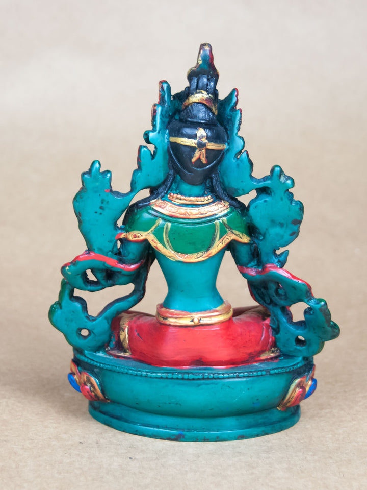 Statues - Painted Ceramic Green Tara Statue