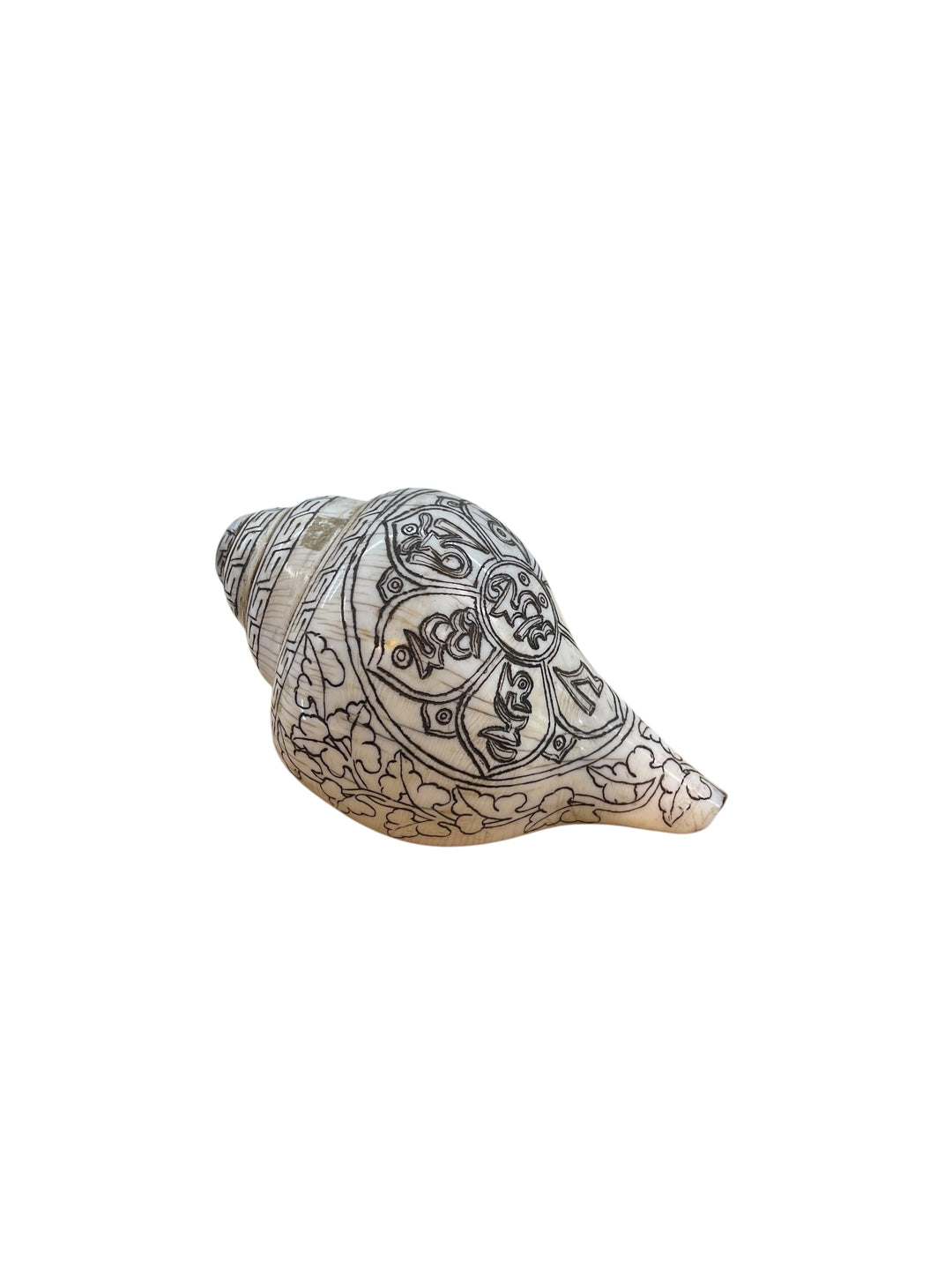 Hand Carved Traditional Tibetan Conch (Mantra)