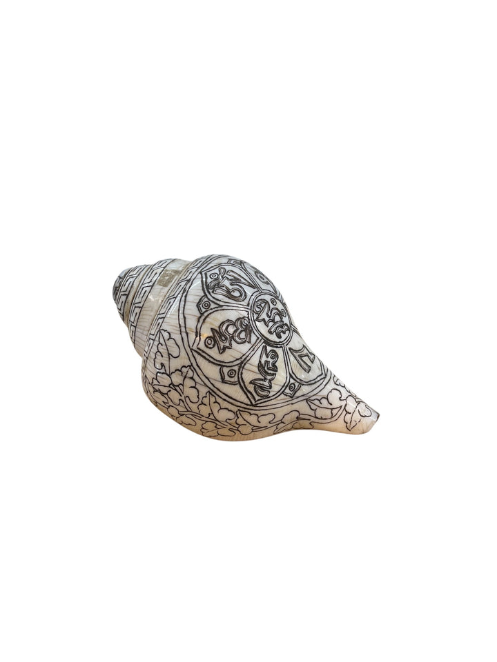 Hand Carved Traditional Tibetan Conch (Mantra)