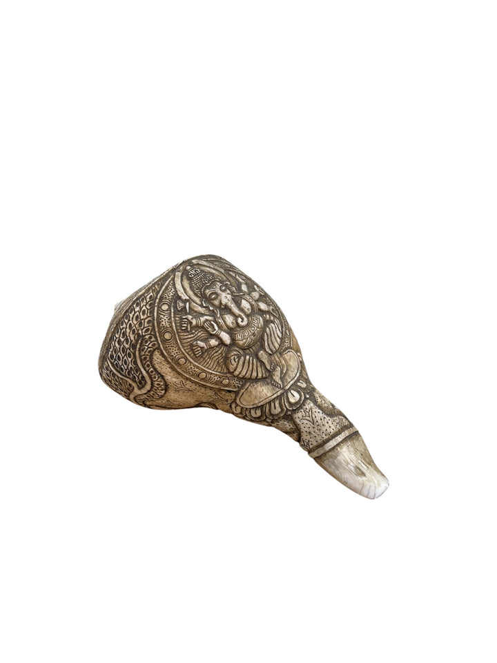 Hand Carved Traditional Tibetan Conch (Ganesha)