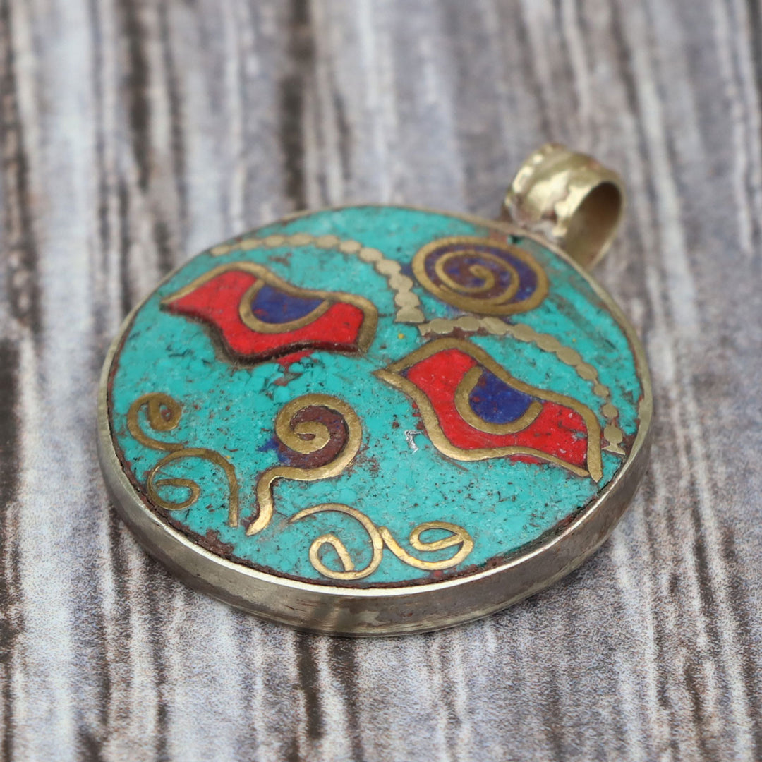 Buddha Eyes Stone Inlaid Pendant