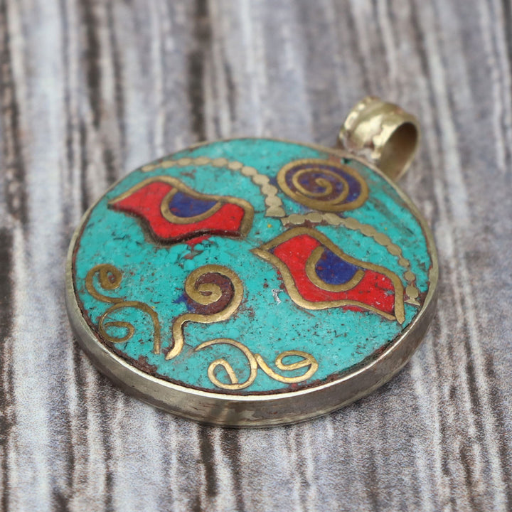 Buddha Eyes Stone Inlaid Pendant