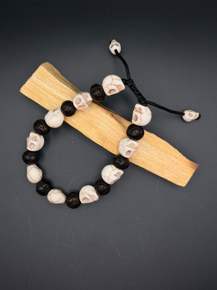 Calming Howlite Skull Wrist Mala