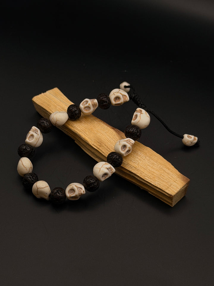 Calming Howlite Skull Wrist Mala