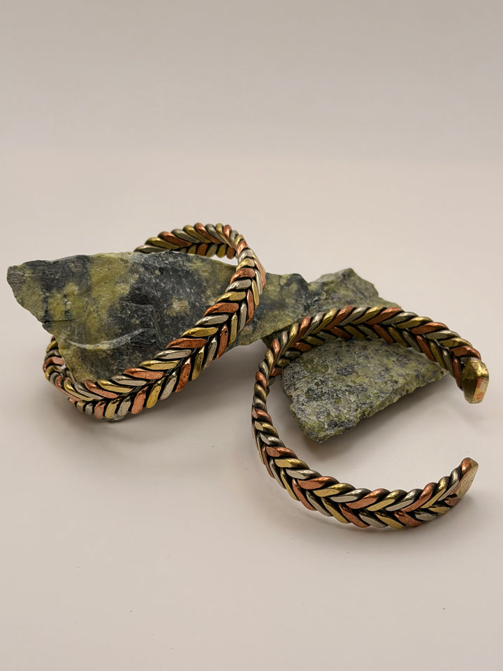 Curved Three Metal Copper Healing Bracelet