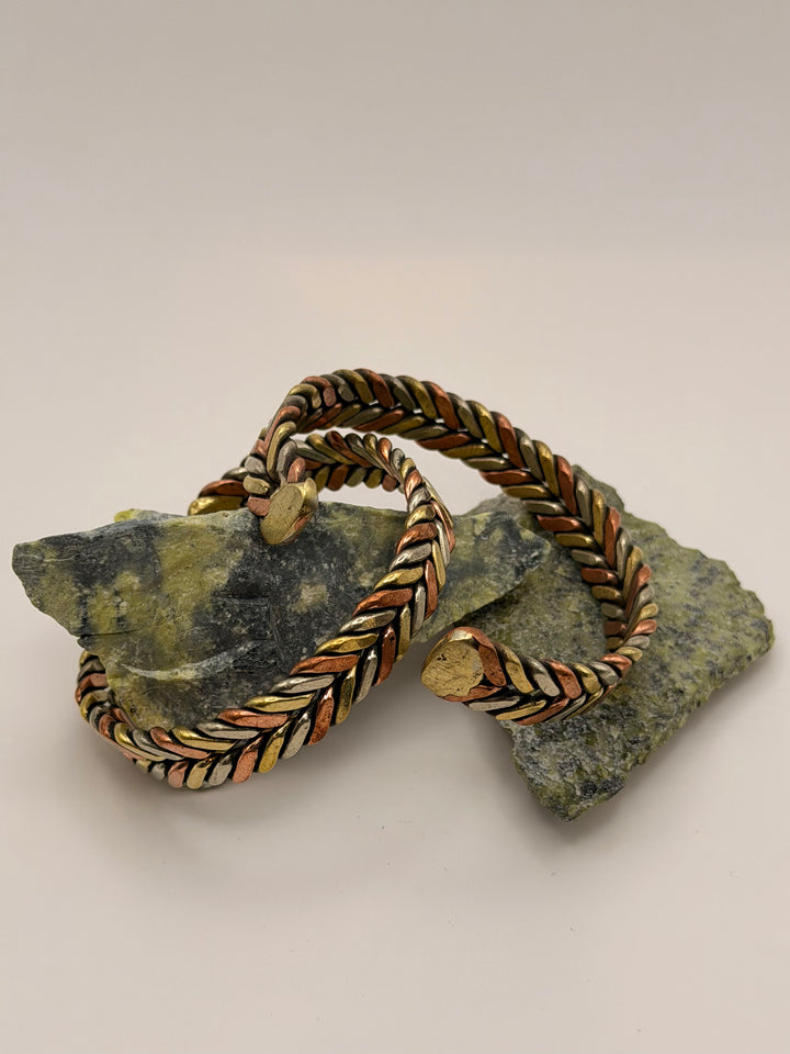 Curved Three Metal Copper Healing Bracelet