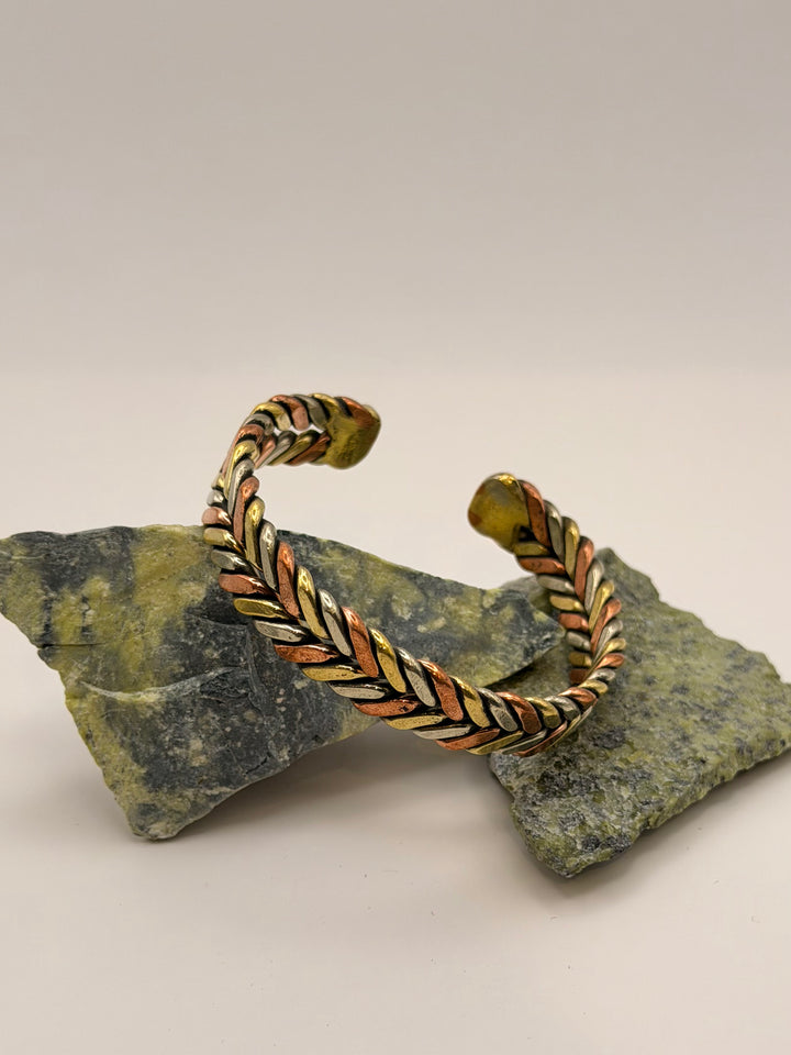 Curved Three Metal Copper Healing Bracelet
