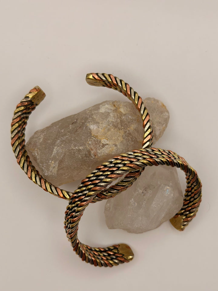 Flat Three Metal Copper Healing Bracelet