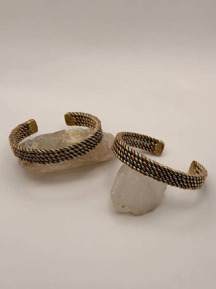 Flat Three Metal Copper Healing Bracelet