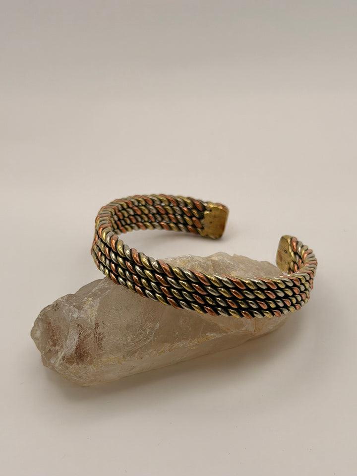 Flat Three Metal Copper Healing Bracelet
