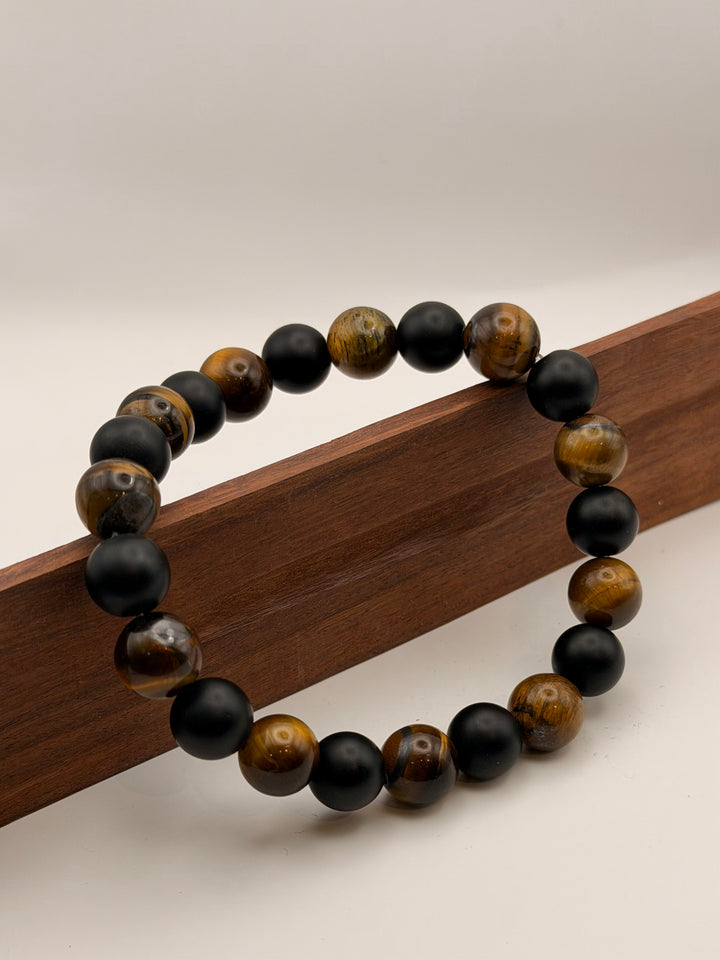 Tiger's Eye with Black onyx Bead Bracelet