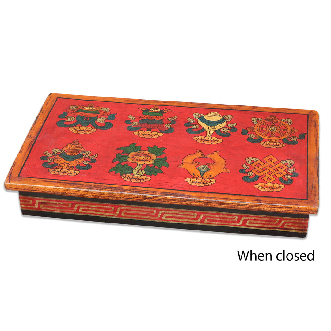 Eight Auspicious Symbol Wooden Tibetan Table