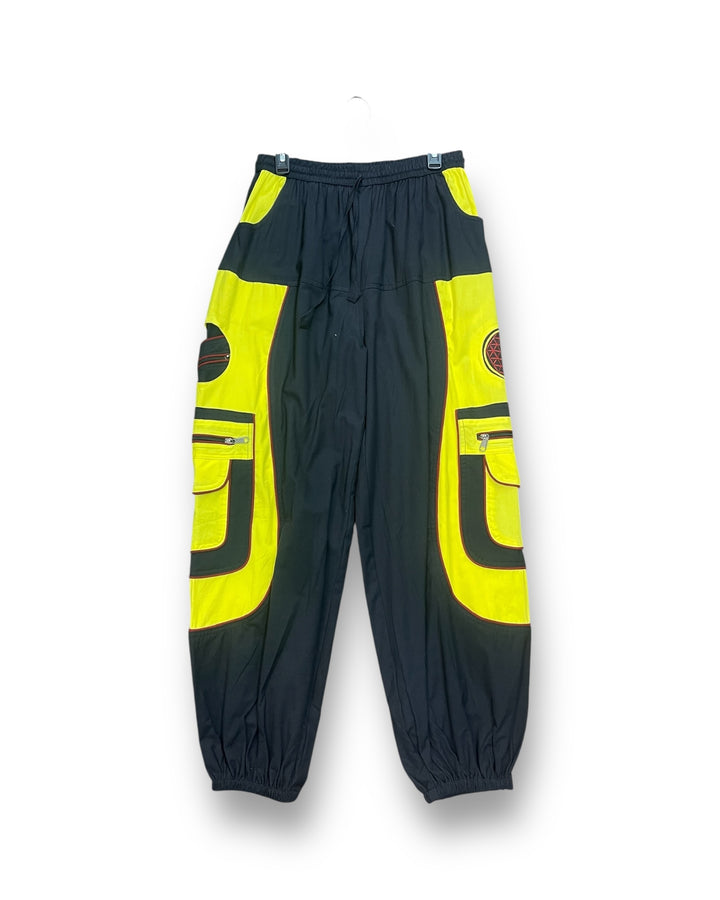 Urban Unisex Boho Harem Pants – Multi-Pocket Joggers with Contrast Patch Detailing