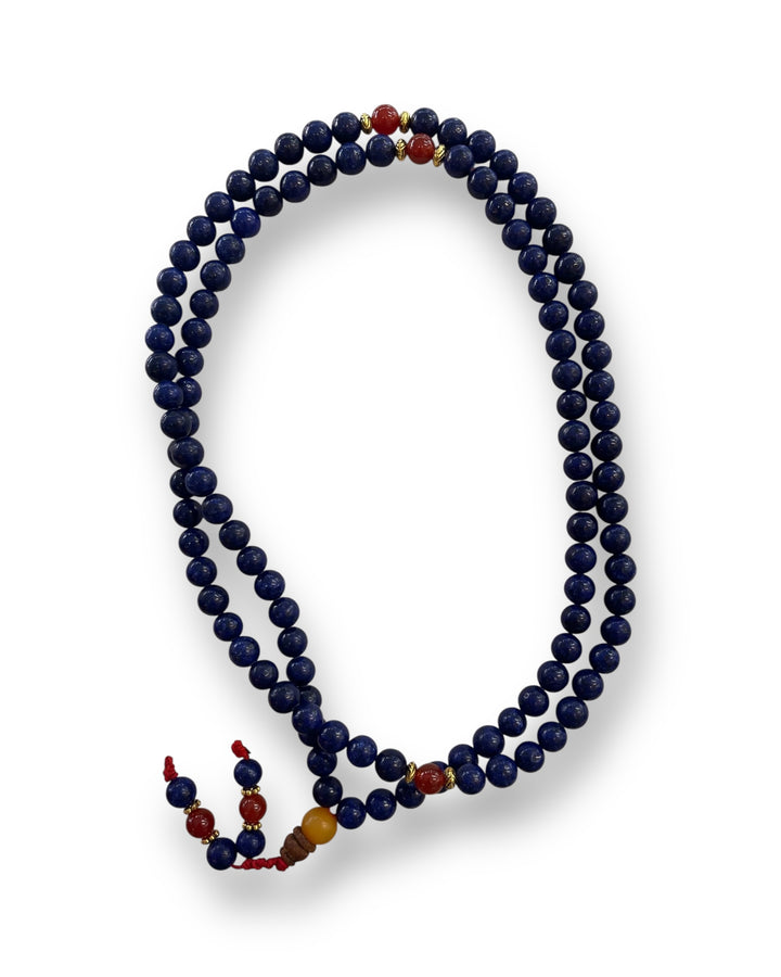 Lapis Lazuli Mala bead with Carnelian Spacers