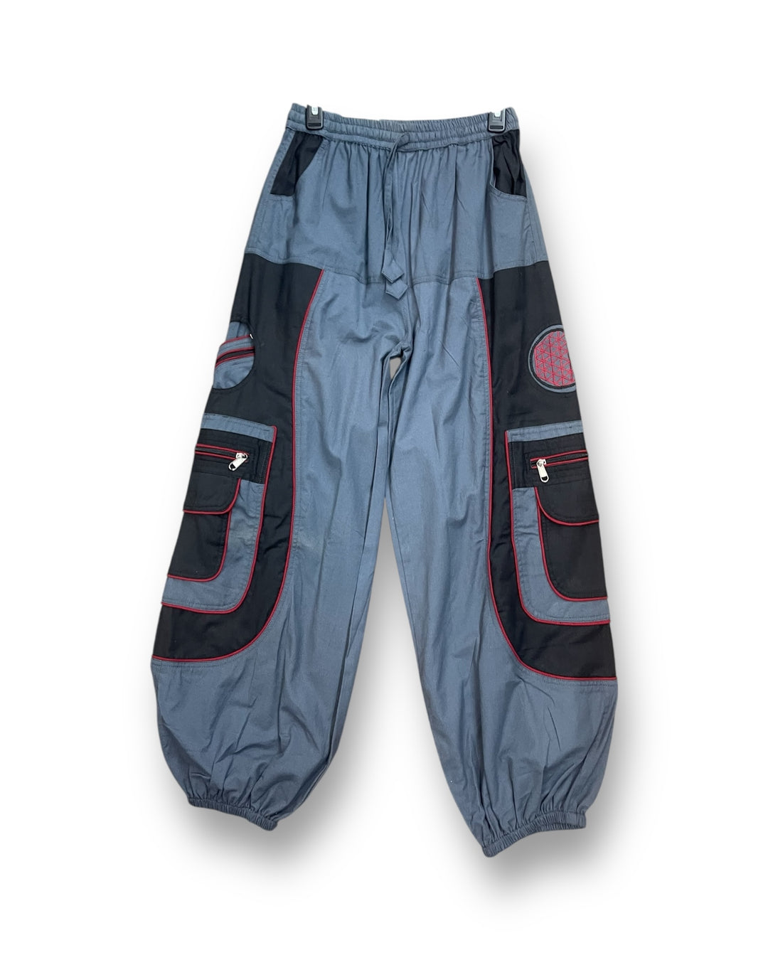 Urban Unisex Boho Harem Pants – Multi-Pocket Joggers with Contrast Patch Detailing