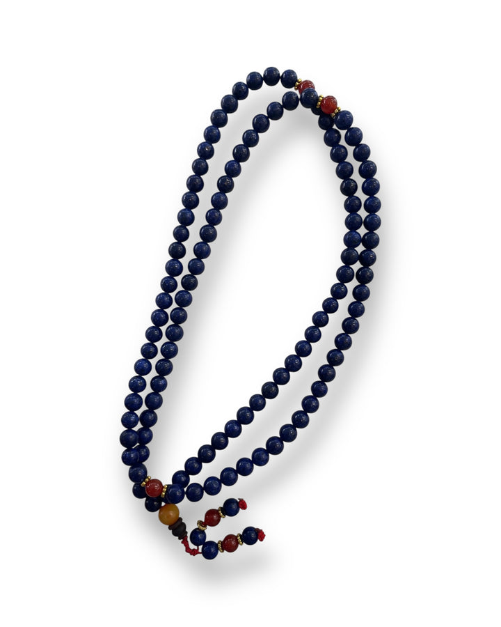 Lapis Lazuli Mala bead with Carnelian Spacers