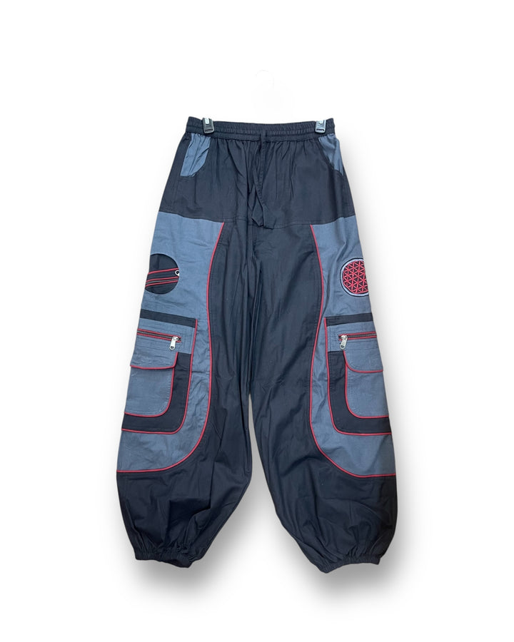 Urban Unisex Boho Harem Pants – Multi-Pocket Joggers with Contrast Patch Detailing