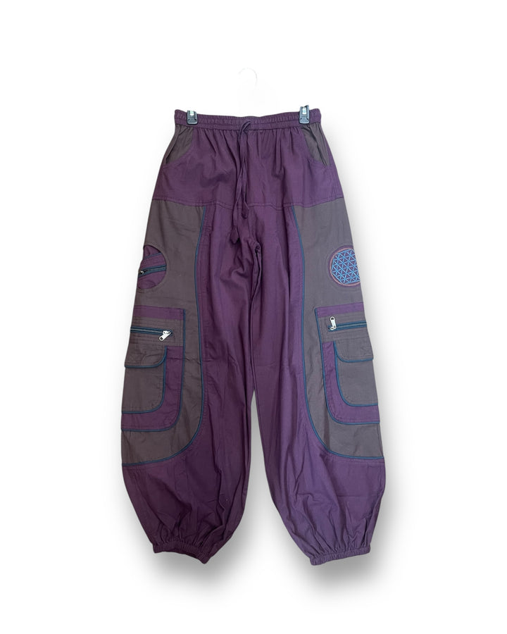 Urban Unisex Boho Harem Pants – Multi-Pocket Joggers with Contrast Patch Detailing