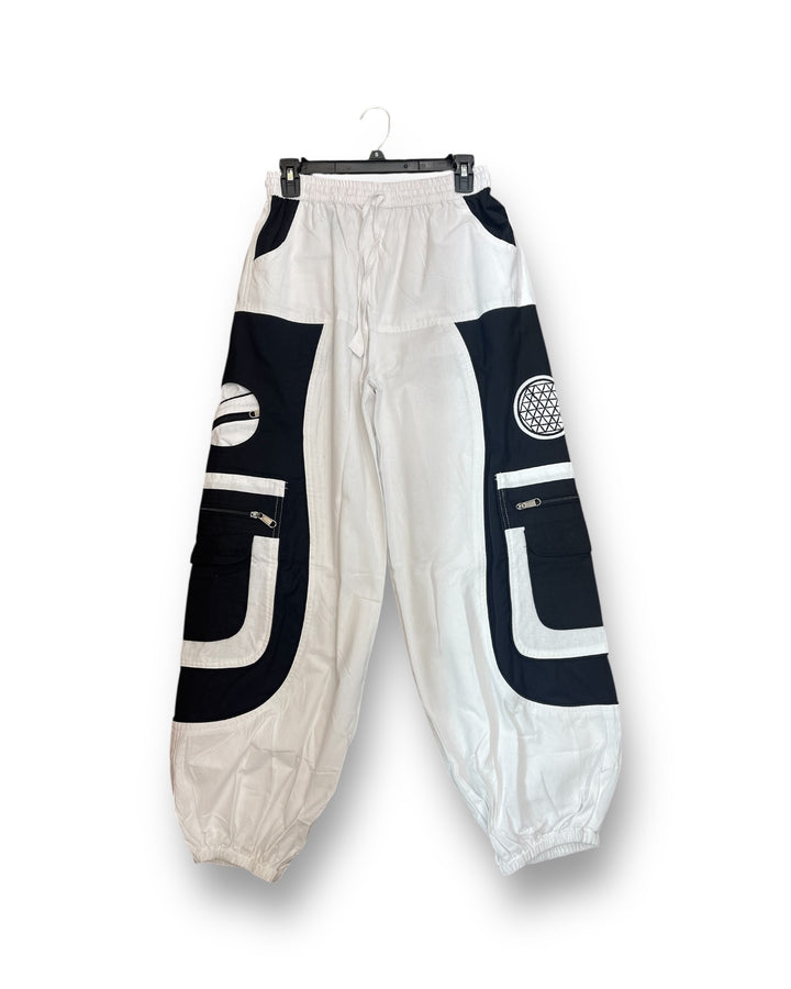 Urban Unisex Boho Harem Pants – Multi-Pocket Joggers with Contrast Patch Detailing