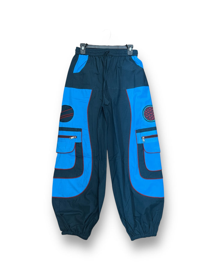 Urban Unisex Boho Harem Pants – Multi-Pocket Joggers with Contrast Patch Detailing
