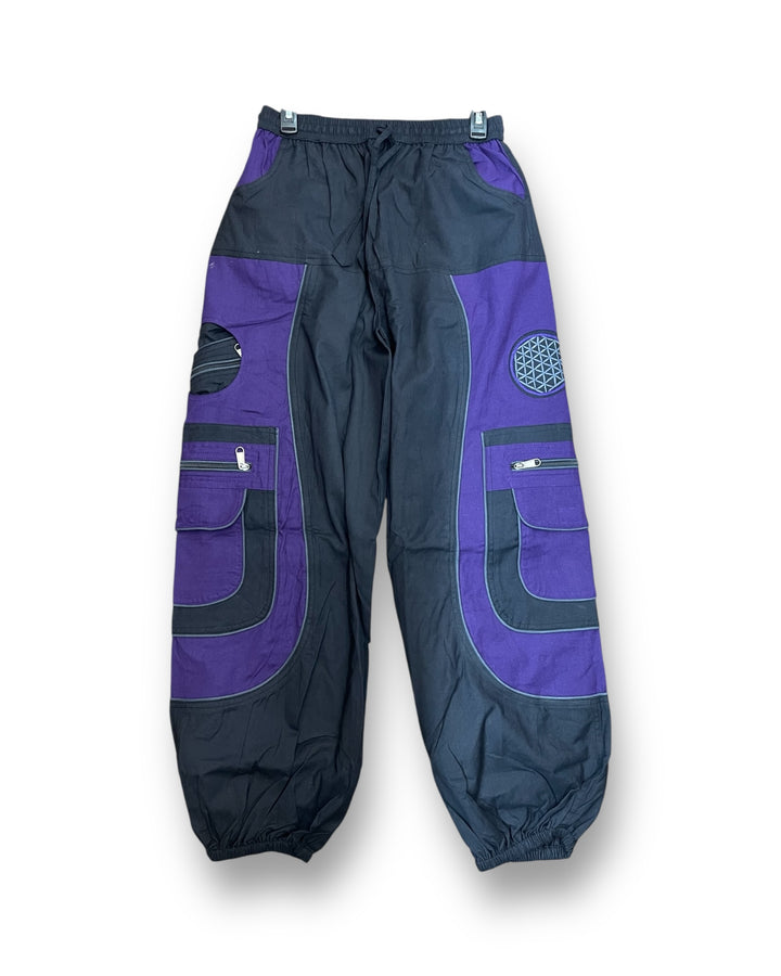 Urban Unisex Boho Harem Pants – Multi-Pocket Joggers with Contrast Patch Detailing